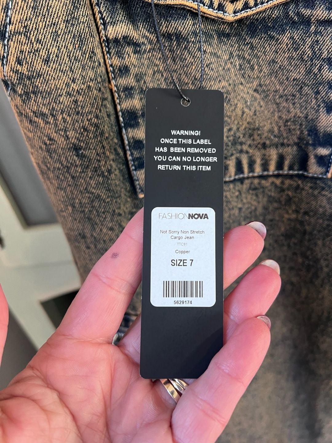 Fashion Nova Not Sorry Cargo Jean Size 7 Copper Wash 4