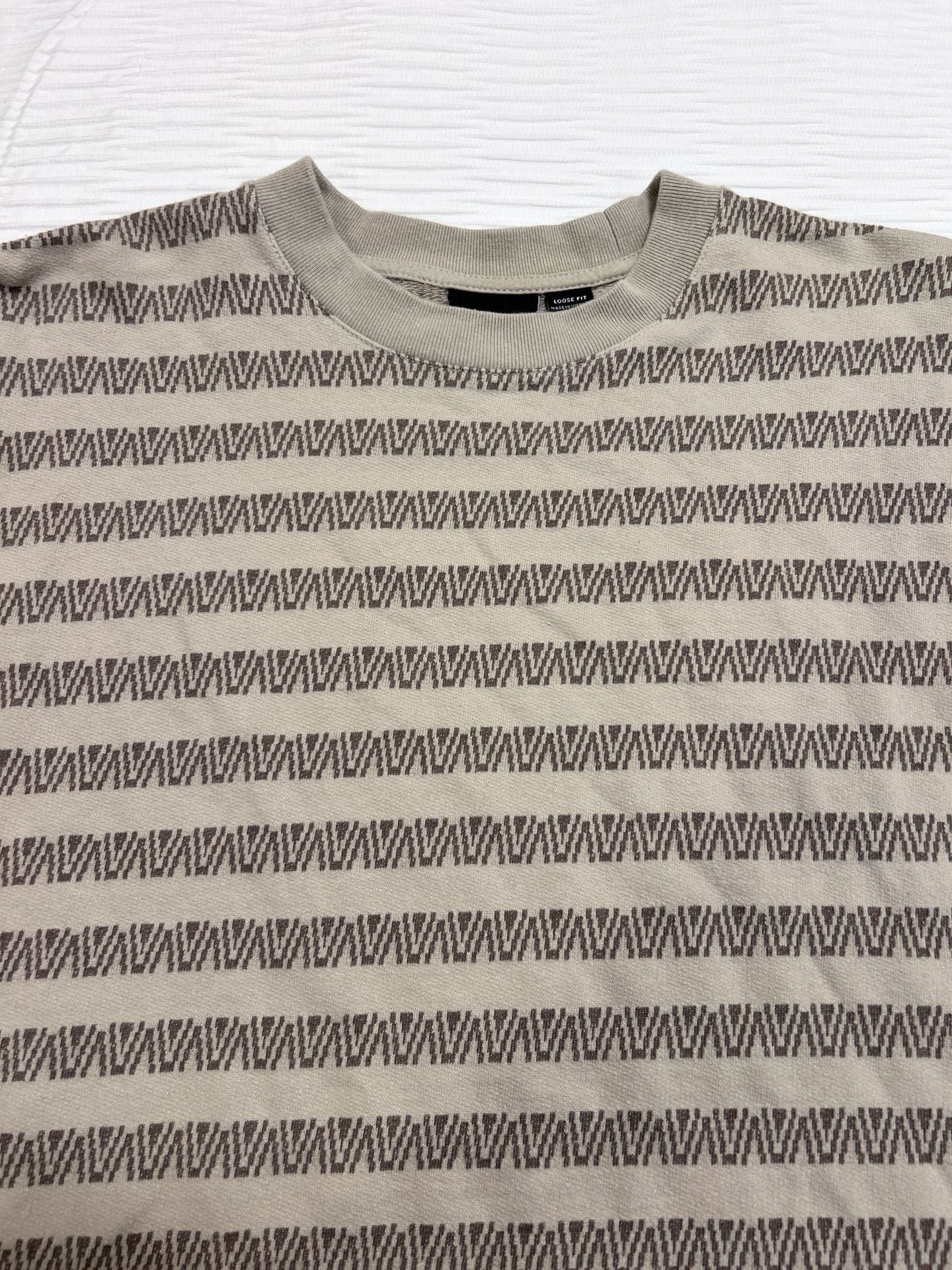 Vans Palmer Jacquard T-Shirt Size Medium Tan Brown Loose Fit Short Sleeve 2
