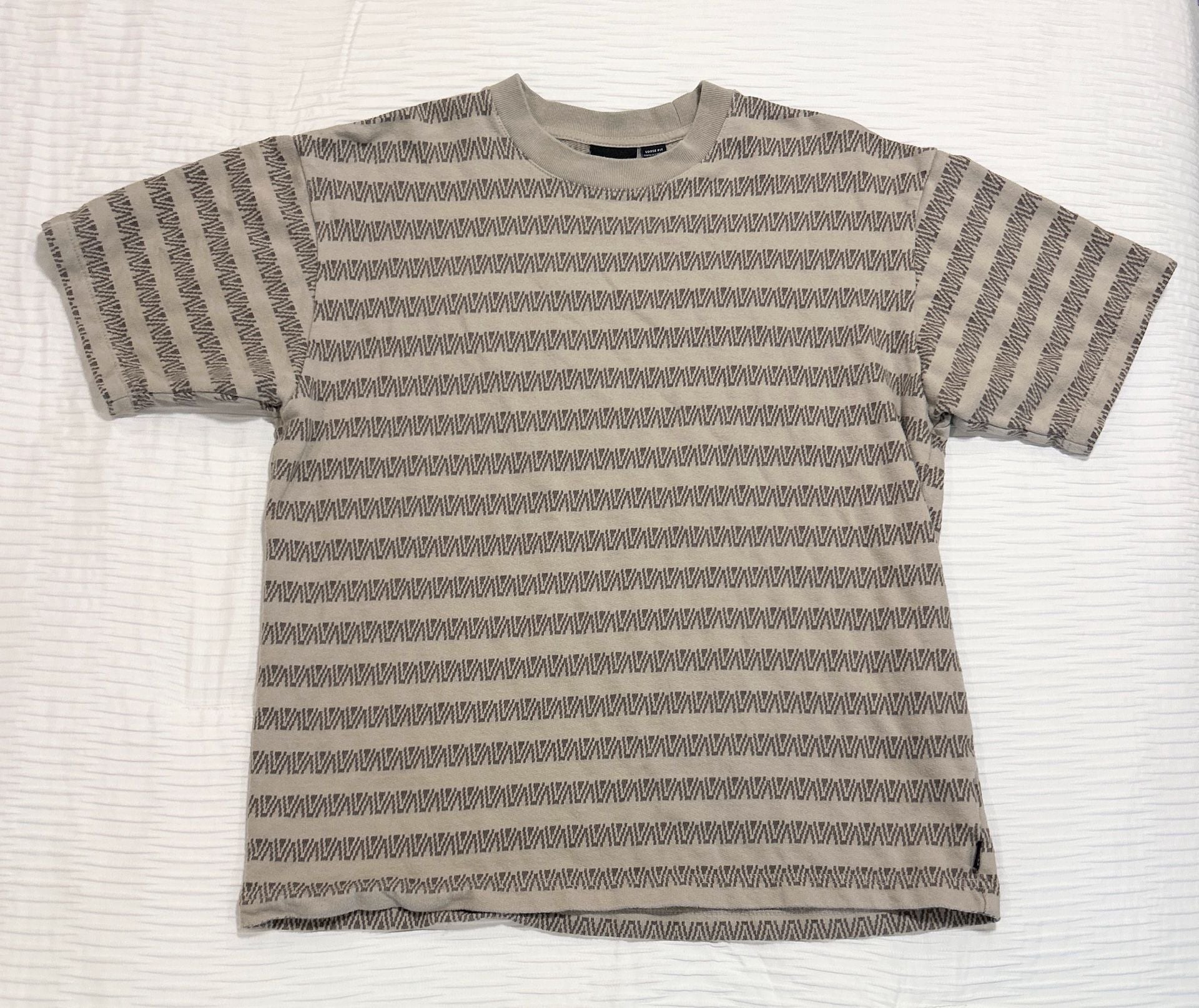 Vans Palmer Jacquard T-Shirt Size Medium Tan Brown Loose Fit Short Sleeve 3