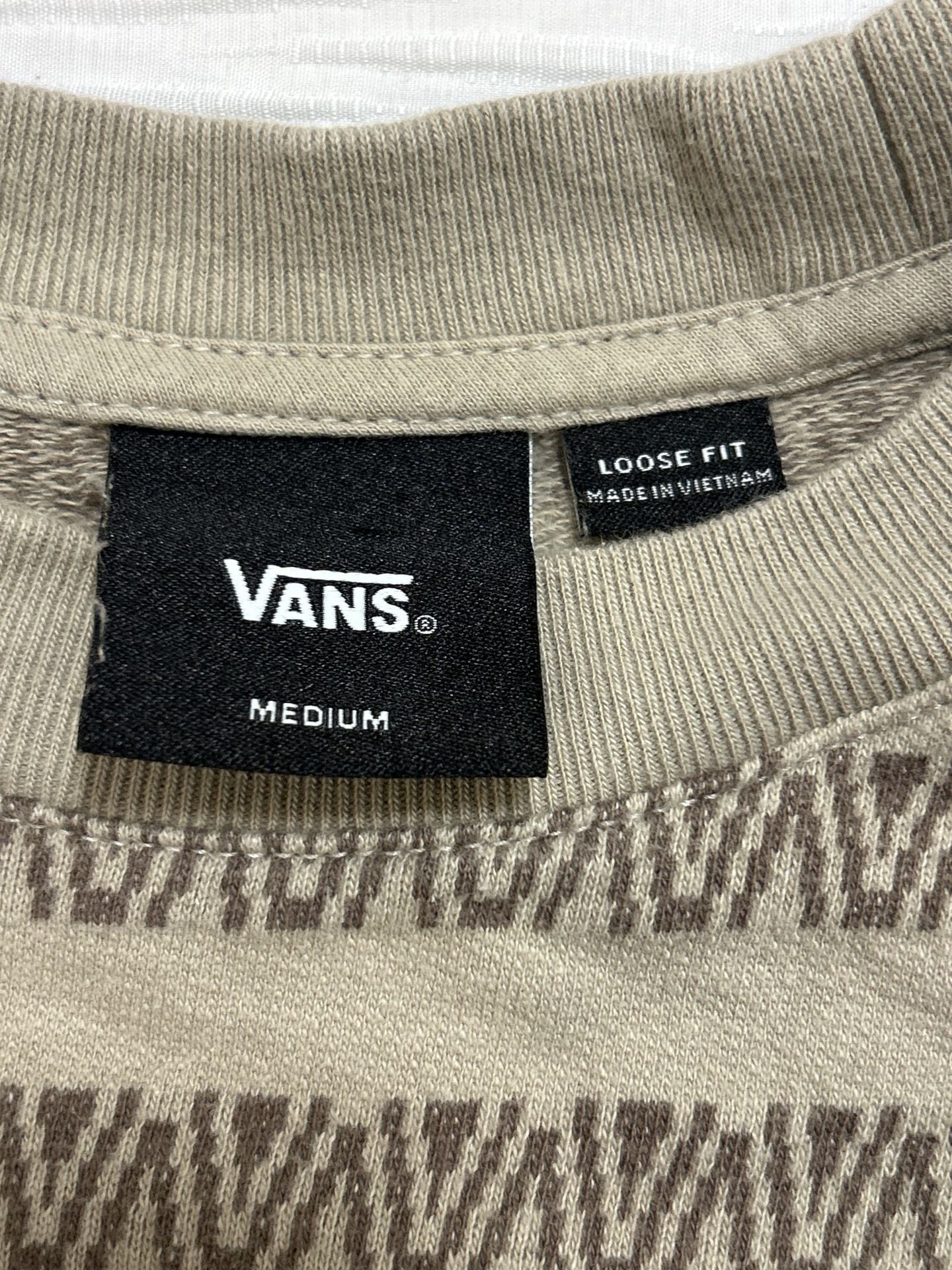 Vans Palmer Jacquard T-Shirt Size Medium Tan Brown Loose Fit Short Sleeve 5