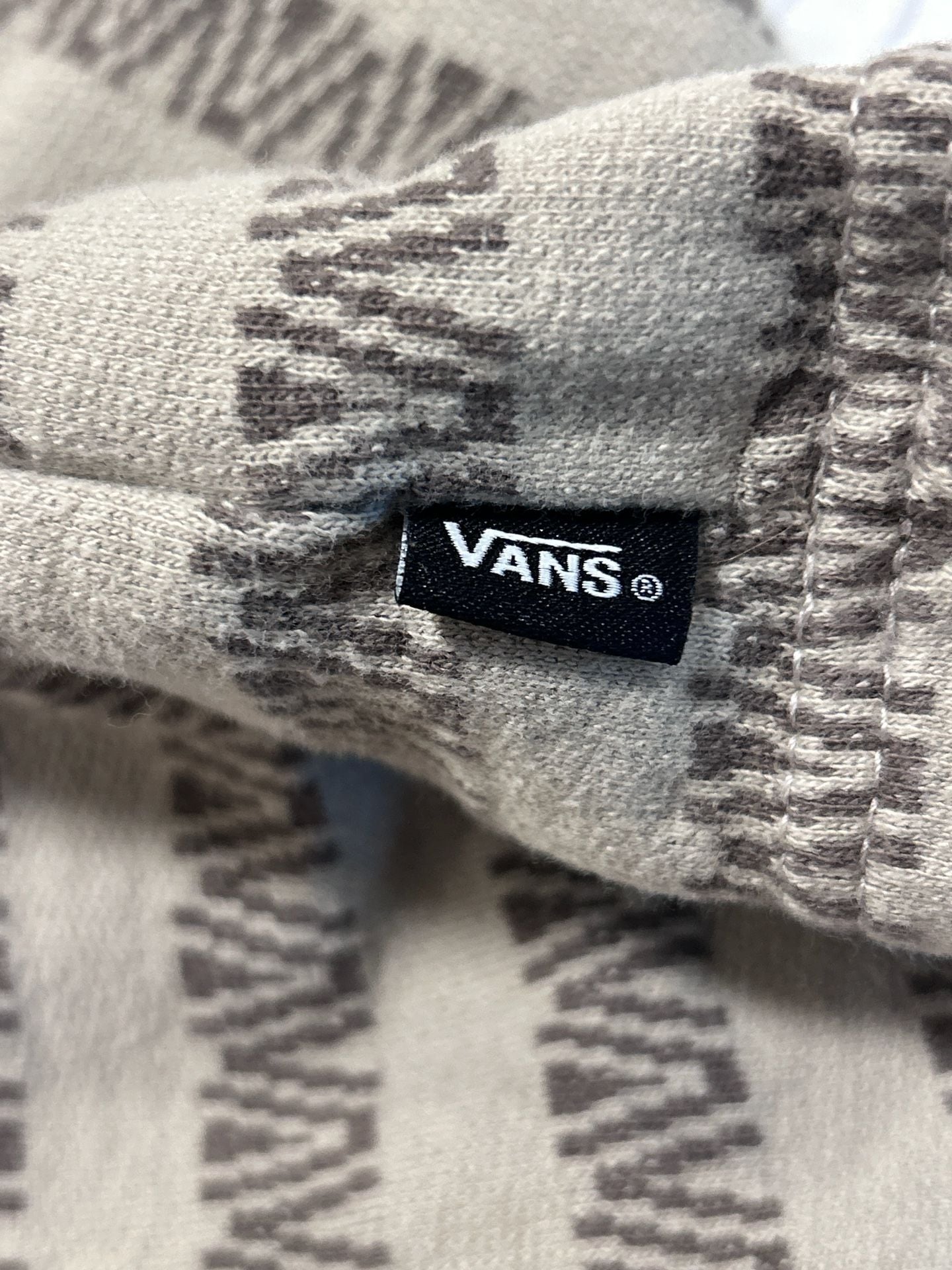 Vans Palmer Jacquard T-Shirt Size Medium Tan Brown Loose Fit Short Sleeve 7