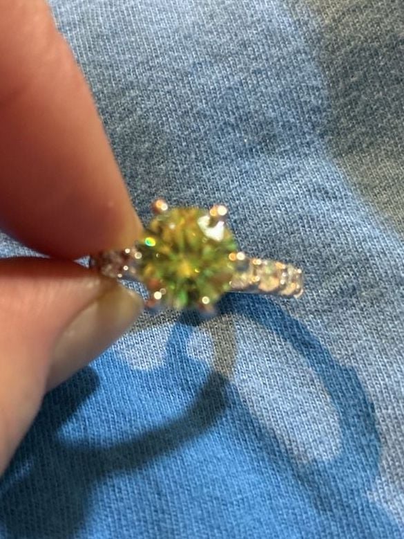 Green Zirconia Ring Silver Pave Band 1