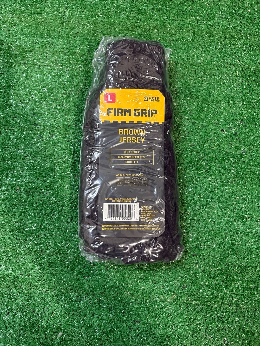 Firm Grip Brown Jersey Work Gloves 5320 Size L Pack 1