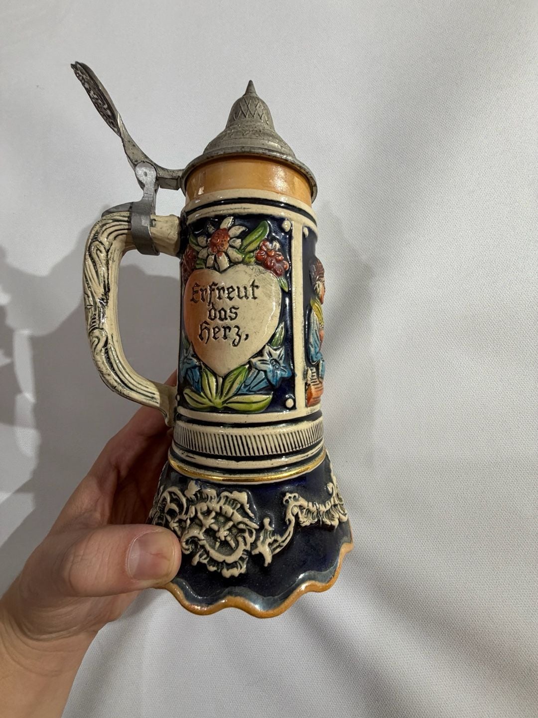 Vintage German Lidded Musical Beer Stein Tankard 1