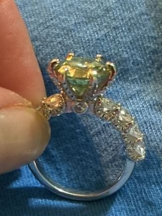 Green Zirconia Ring Silver Pave Band 2