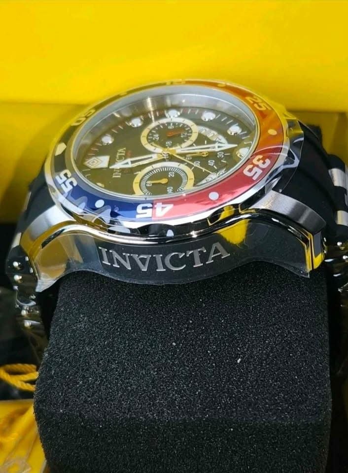 Invicta Pro Diver Chronograph Watch Blue Dial Pepsi Bezel 3