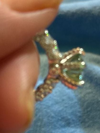 Green Zirconia Ring Silver Pave Band 4