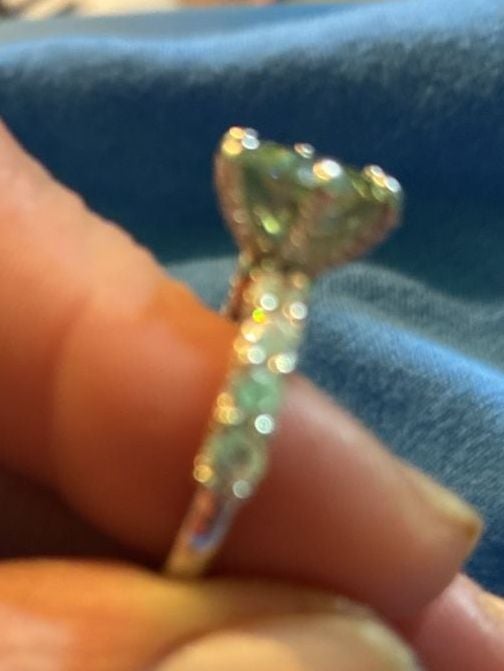 Green Zirconia Ring Silver Pave Band 3