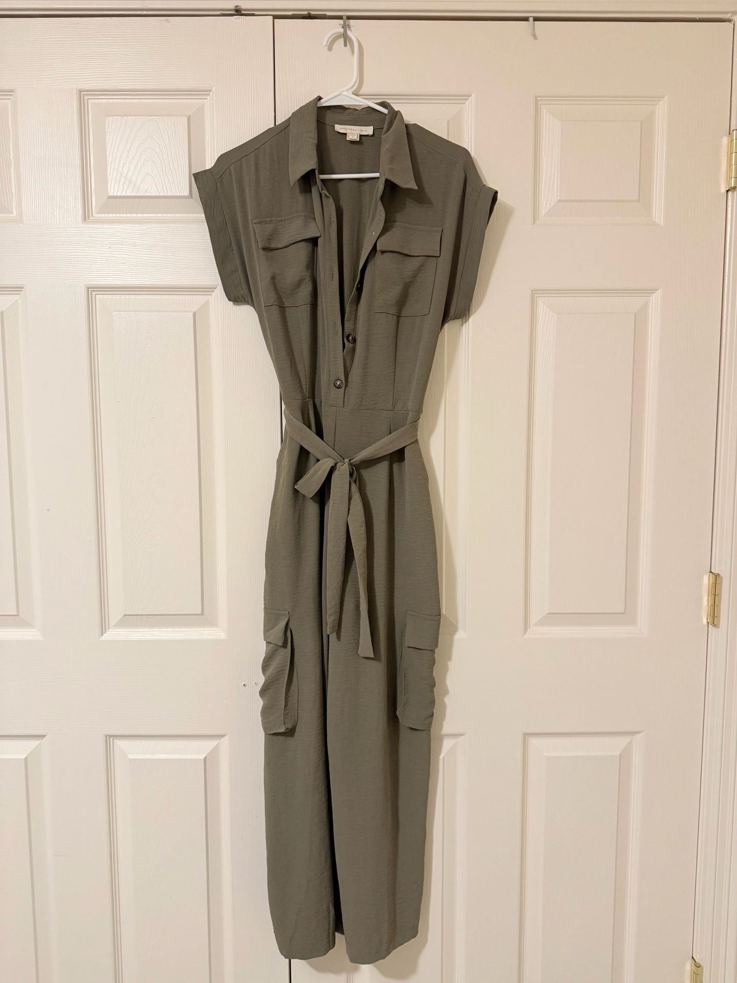 Monteau Los Angeles Cargo Jumpsuit Size M Olive Green 2