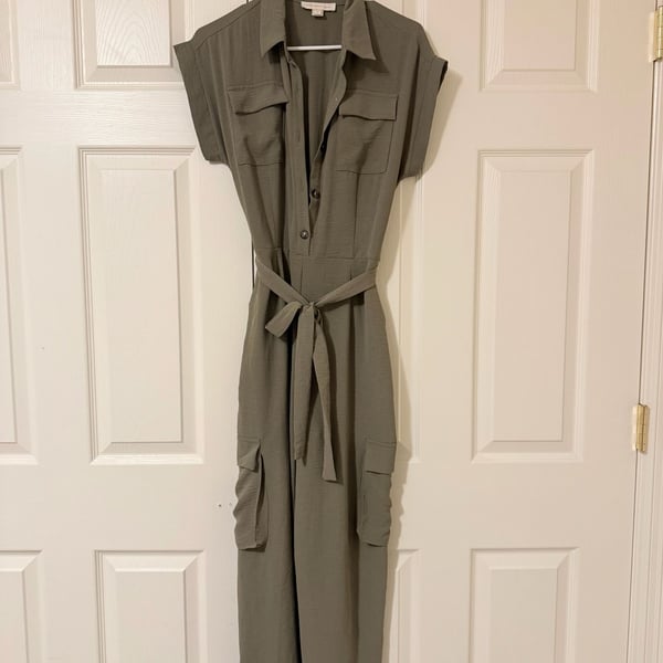 Monteau Los Angeles Cargo Jumpsuit Size M Olive Green