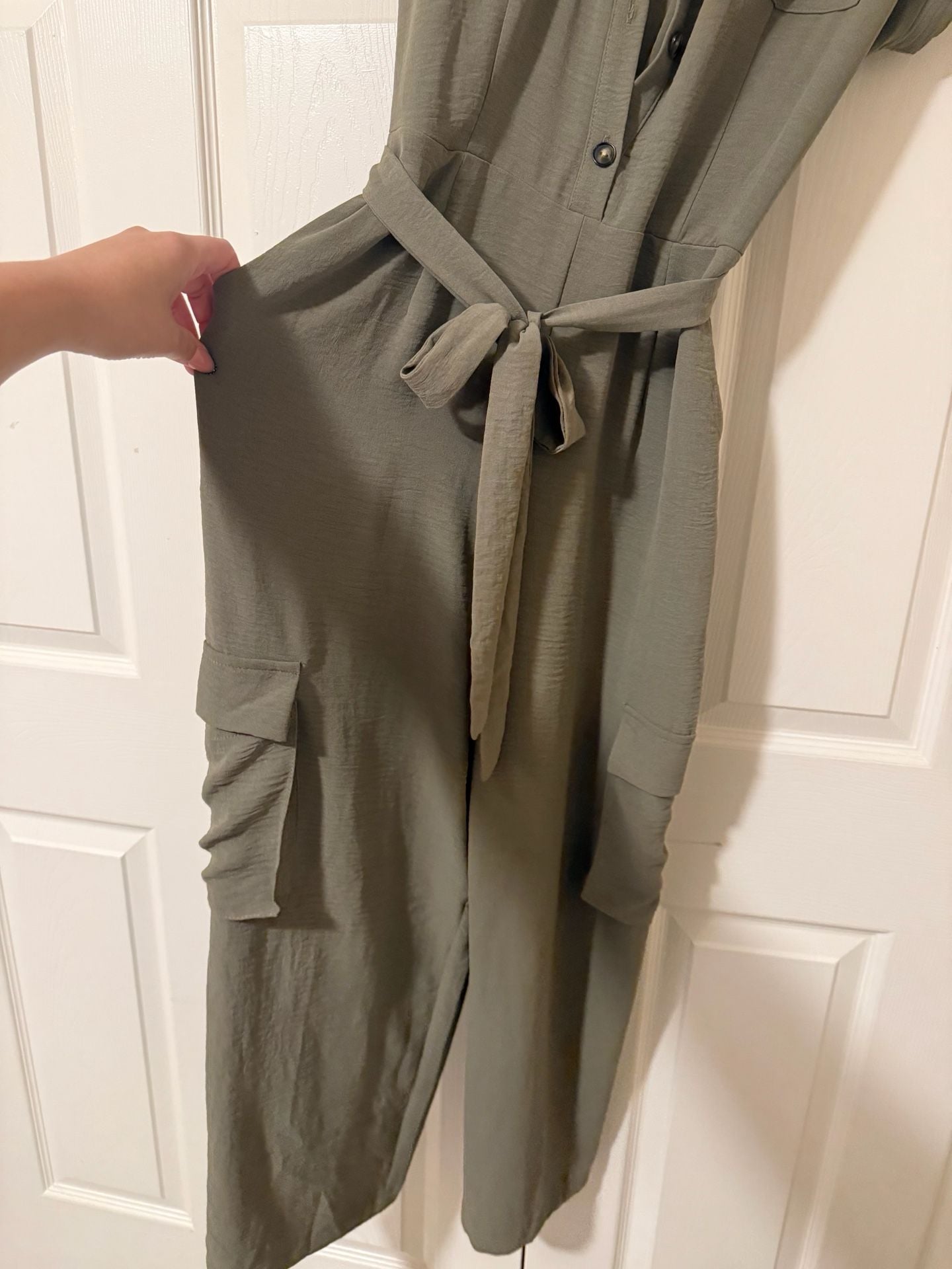 Monteau Los Angeles Cargo Jumpsuit Size M Olive Green 3