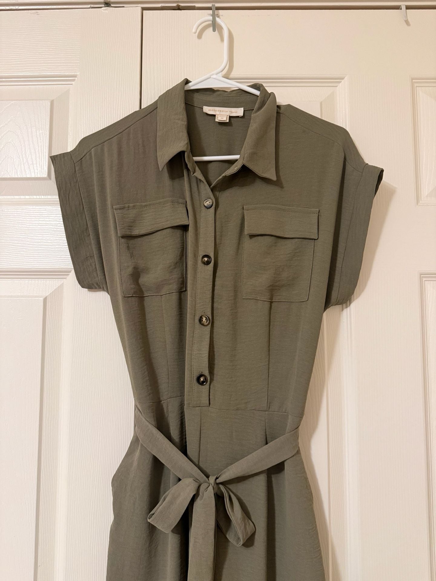 Monteau Los Angeles Cargo Jumpsuit Size M Olive Green 5