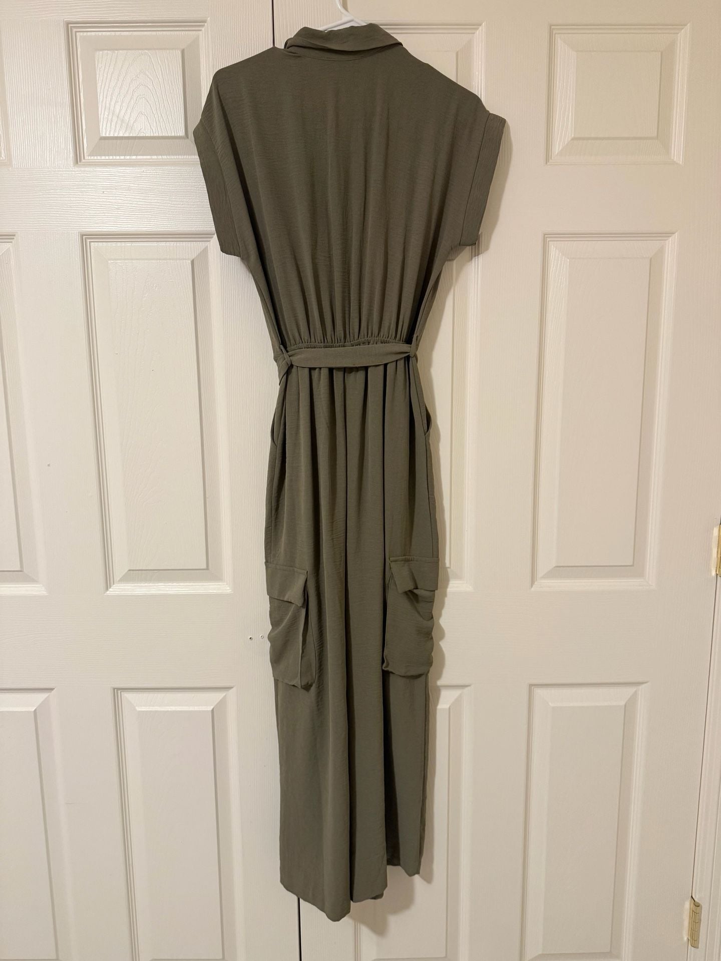 Monteau Los Angeles Cargo Jumpsuit Size M Olive Green 6