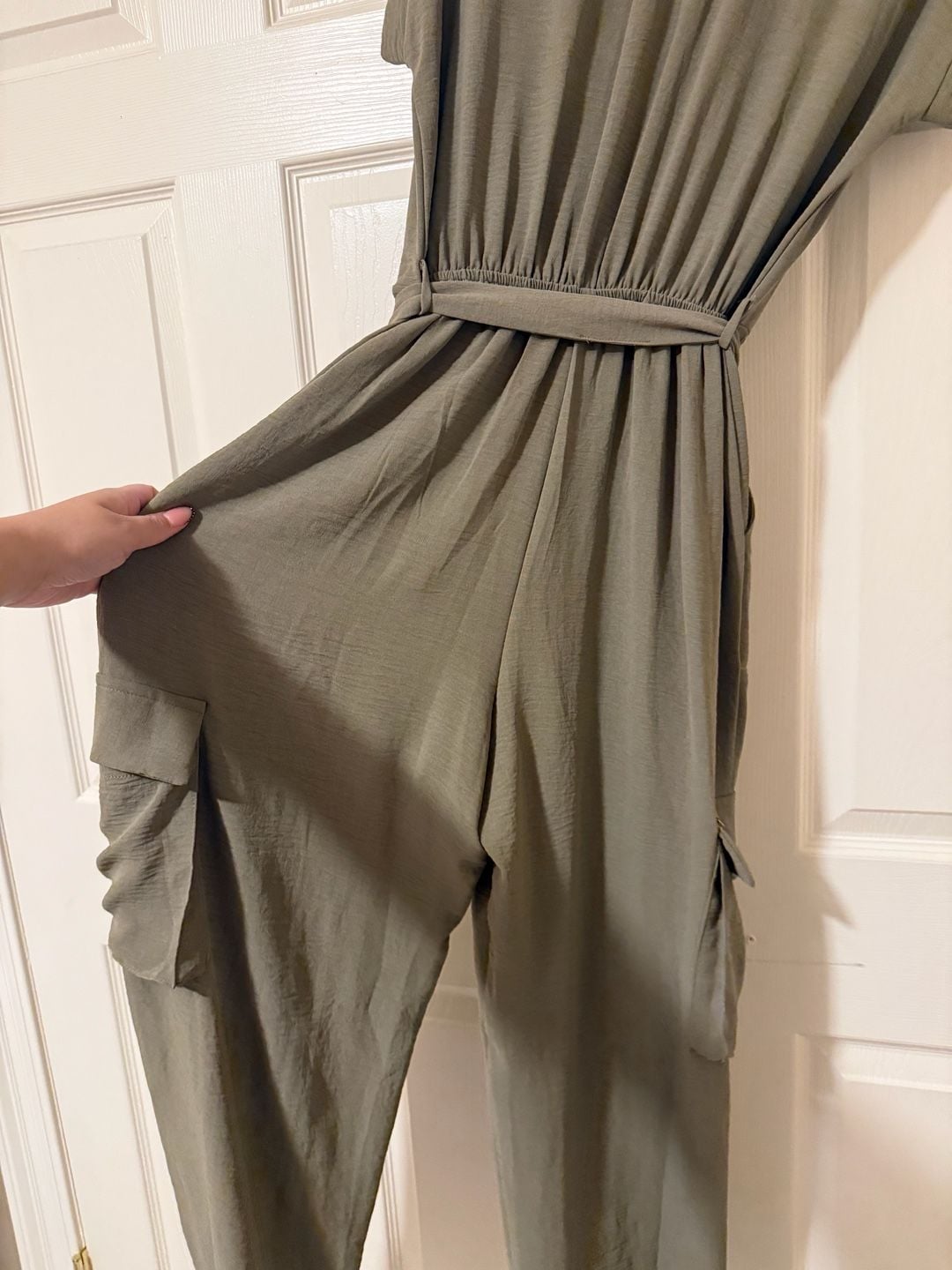 Monteau Los Angeles Cargo Jumpsuit Size M Olive Green 7