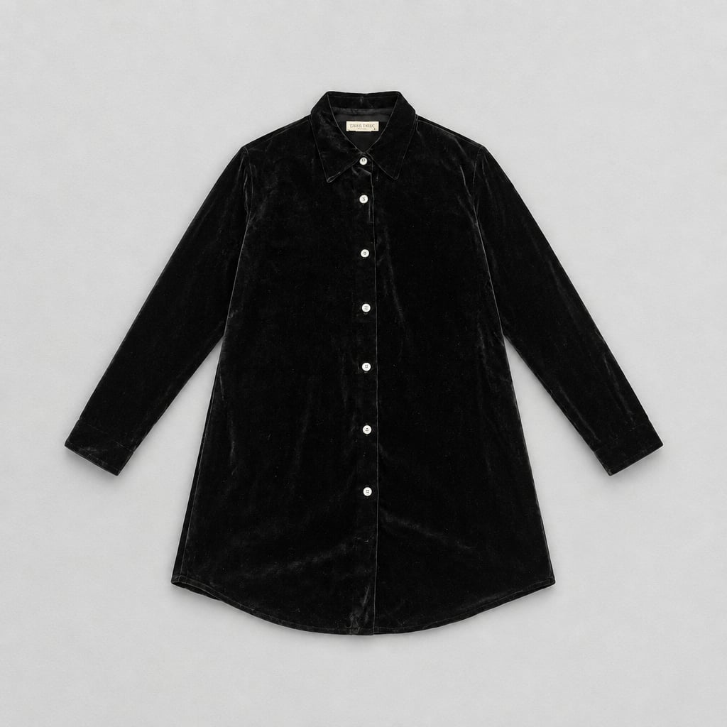 Ann Taylor Petites Velvet Button Up Shirt Size 8P Black 9