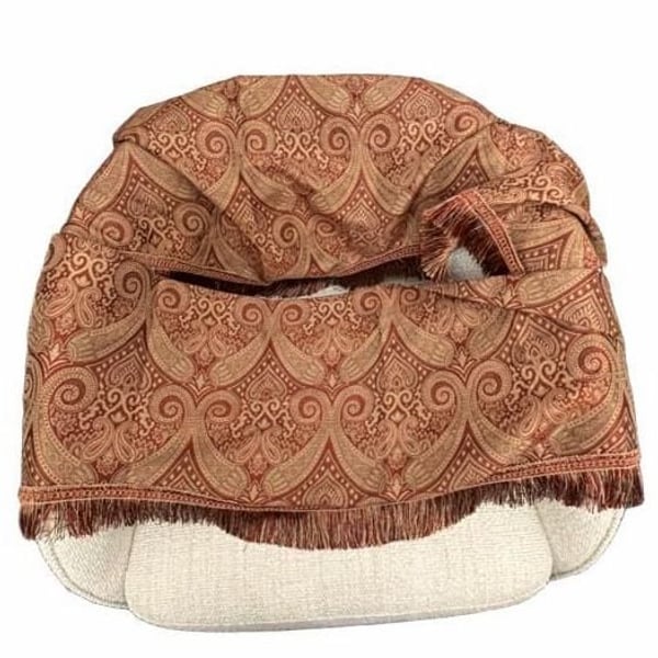 Allen + Roth Window Valance Paisley Red Gold Fringe 54x15 set 2 