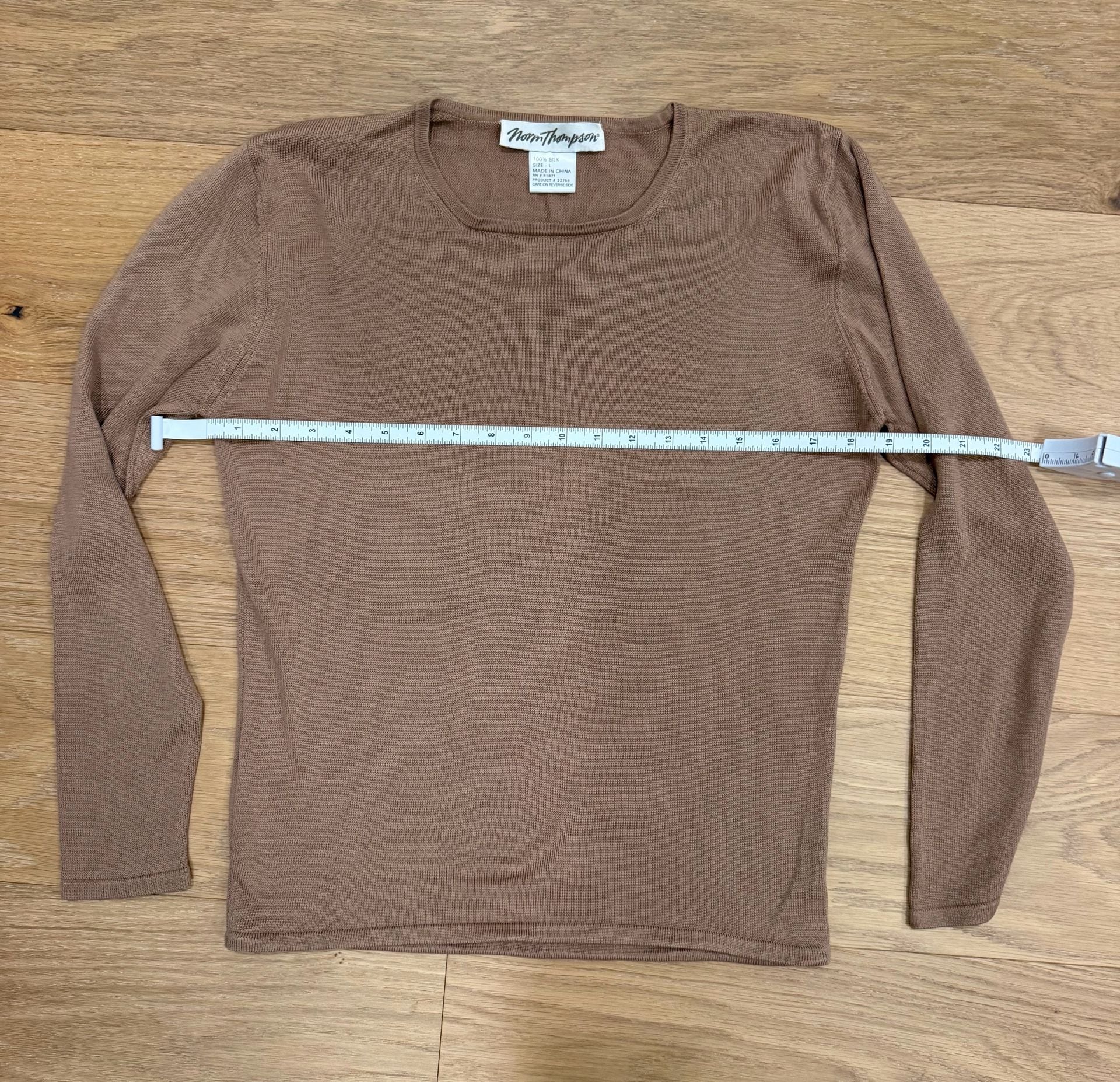 Preppy Classy Norm Thompson Silk Sweater Set Size L Brown Cable Knit Cardigan Top 7