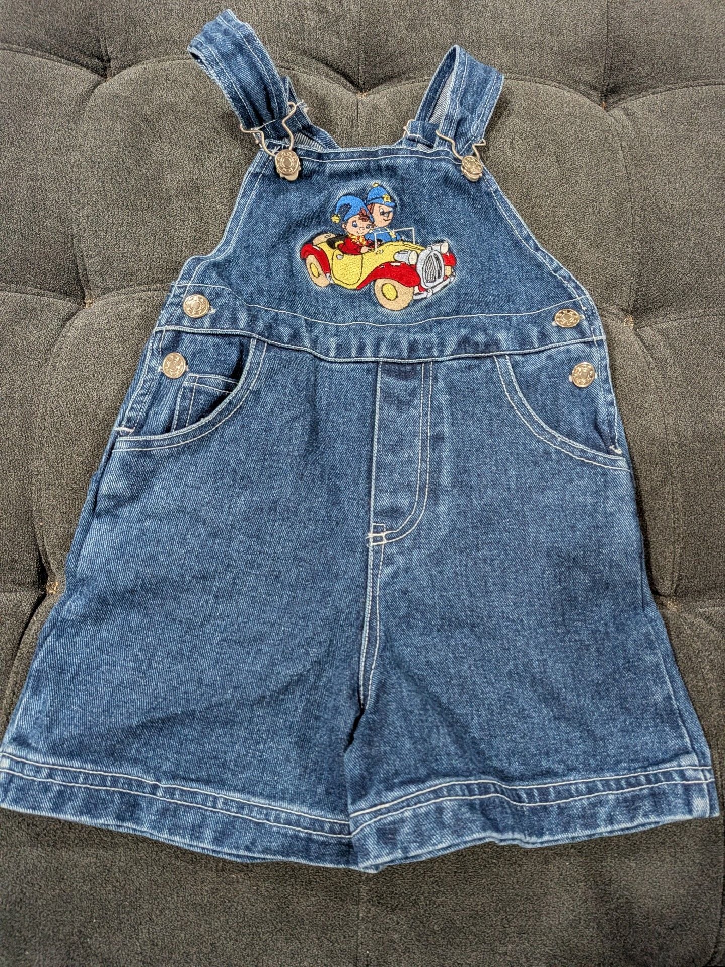 Fashion Zone Denim Overalls Shorts Size 4T Embroidered Car 2