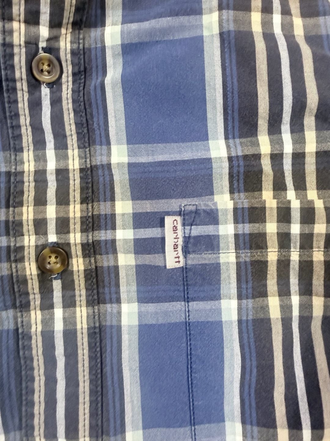 Carhartt Plaid Short Sleeve Button Down Shirt Size L Blue 4