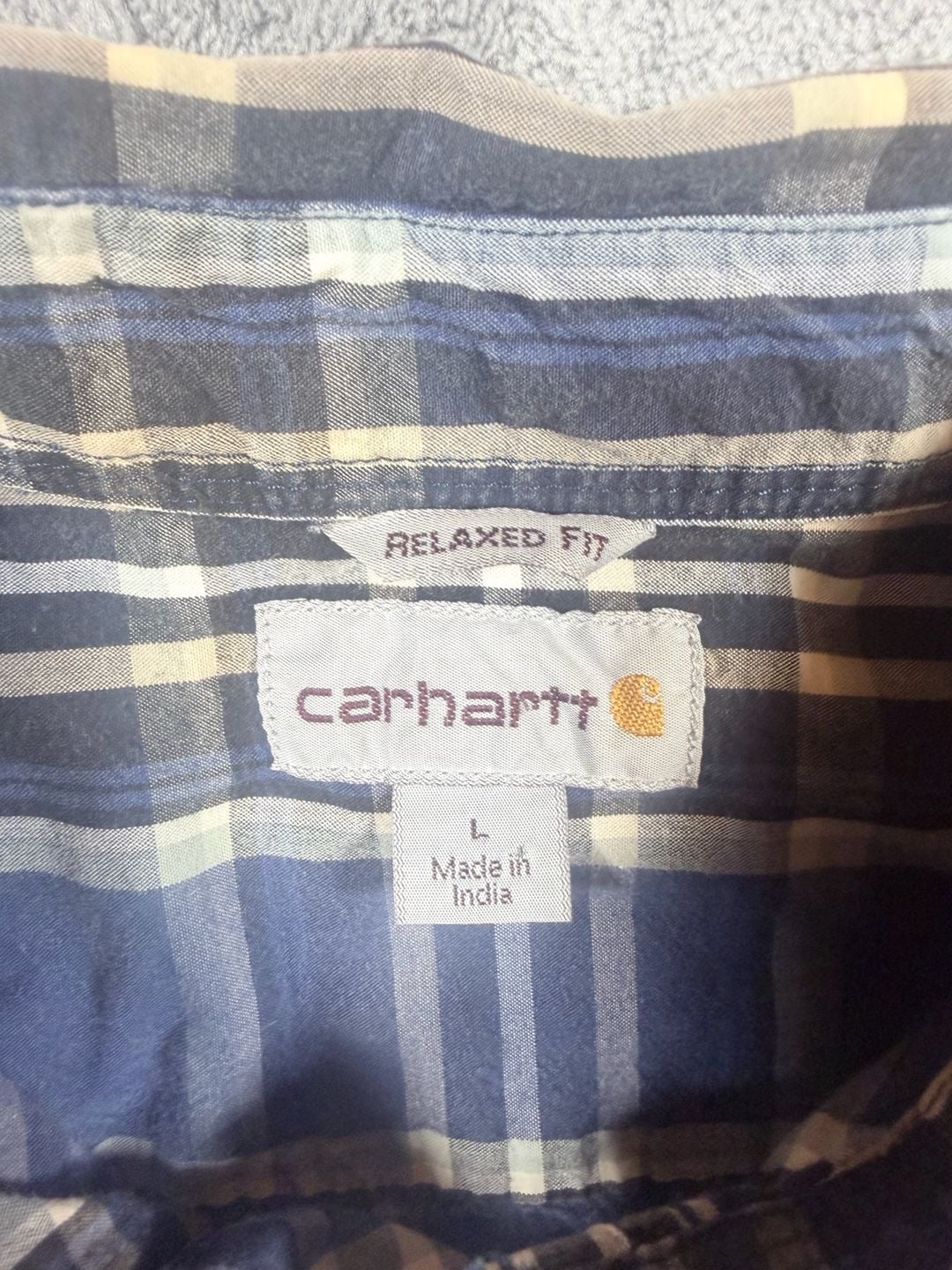 Carhartt Plaid Short Sleeve Button Down Shirt Size L Blue 5