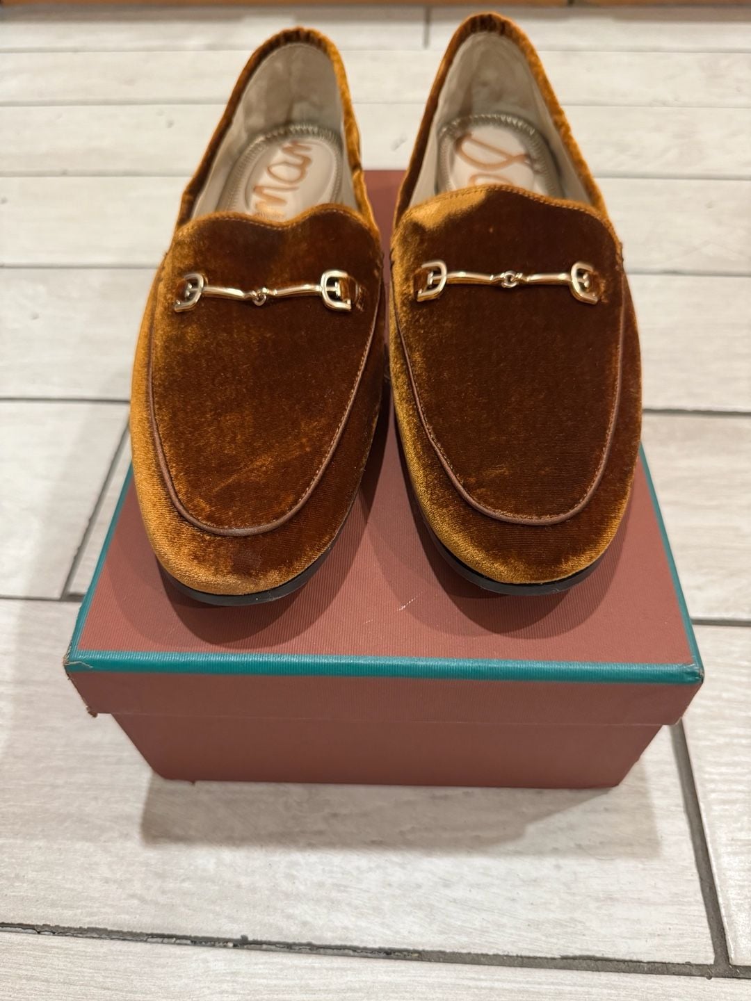 Sam Edelman Loraine Bit Loafer Size 11M Brown Velvet Gold Horsebit Shoes 3