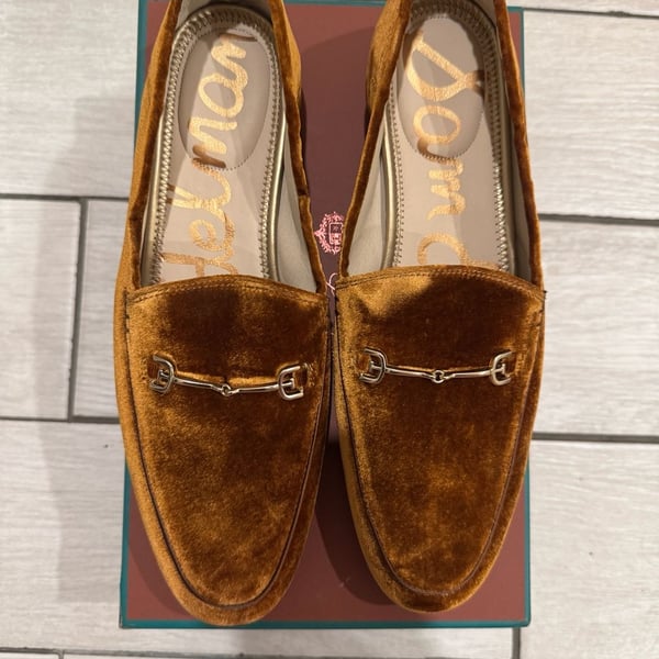 Sam Edelman Loraine Bit Loafer Size 11M Brown Velvet Gold Horsebit Shoes