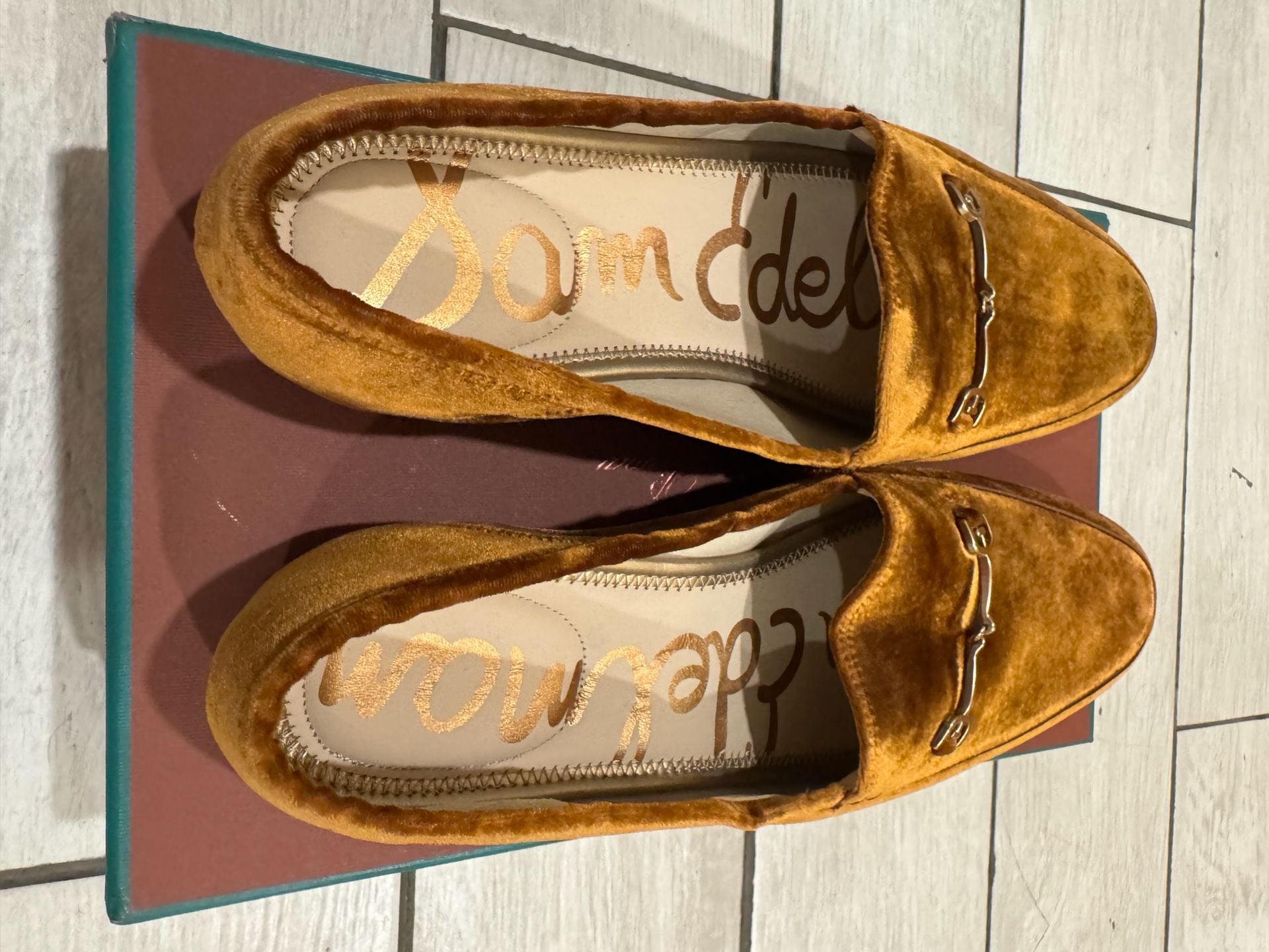 Sam Edelman Loraine Bit Loafer Size 11M Brown Velvet Gold Horsebit Shoes 7