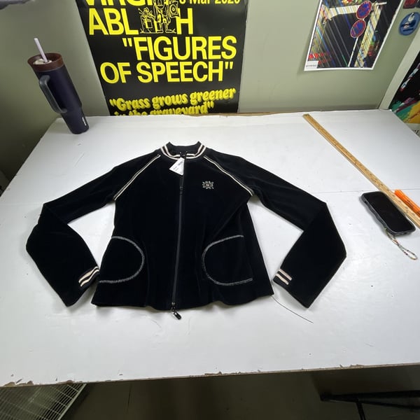 BCBGMaxAzria Velour Track Jacket Size M Black Zip Up