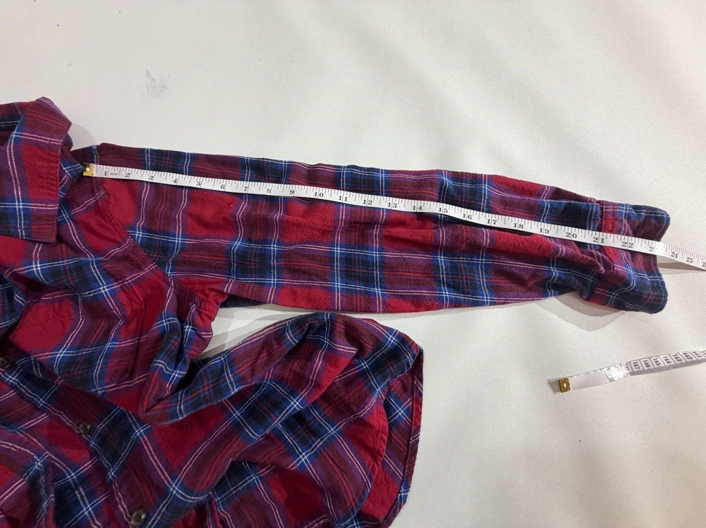 Old Navy Red Blue Plaid Flannel Classic Shirt L 5