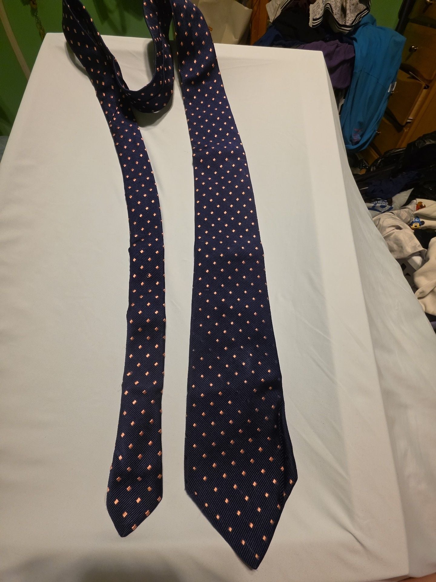 Thomas Pink Navy Silk Diamond Geometric Necktie Handmade In England 1