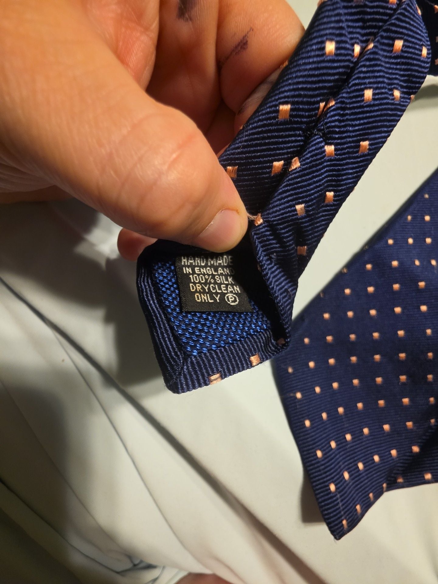 Thomas Pink Navy Silk Diamond Geometric Necktie Handmade In England 2
