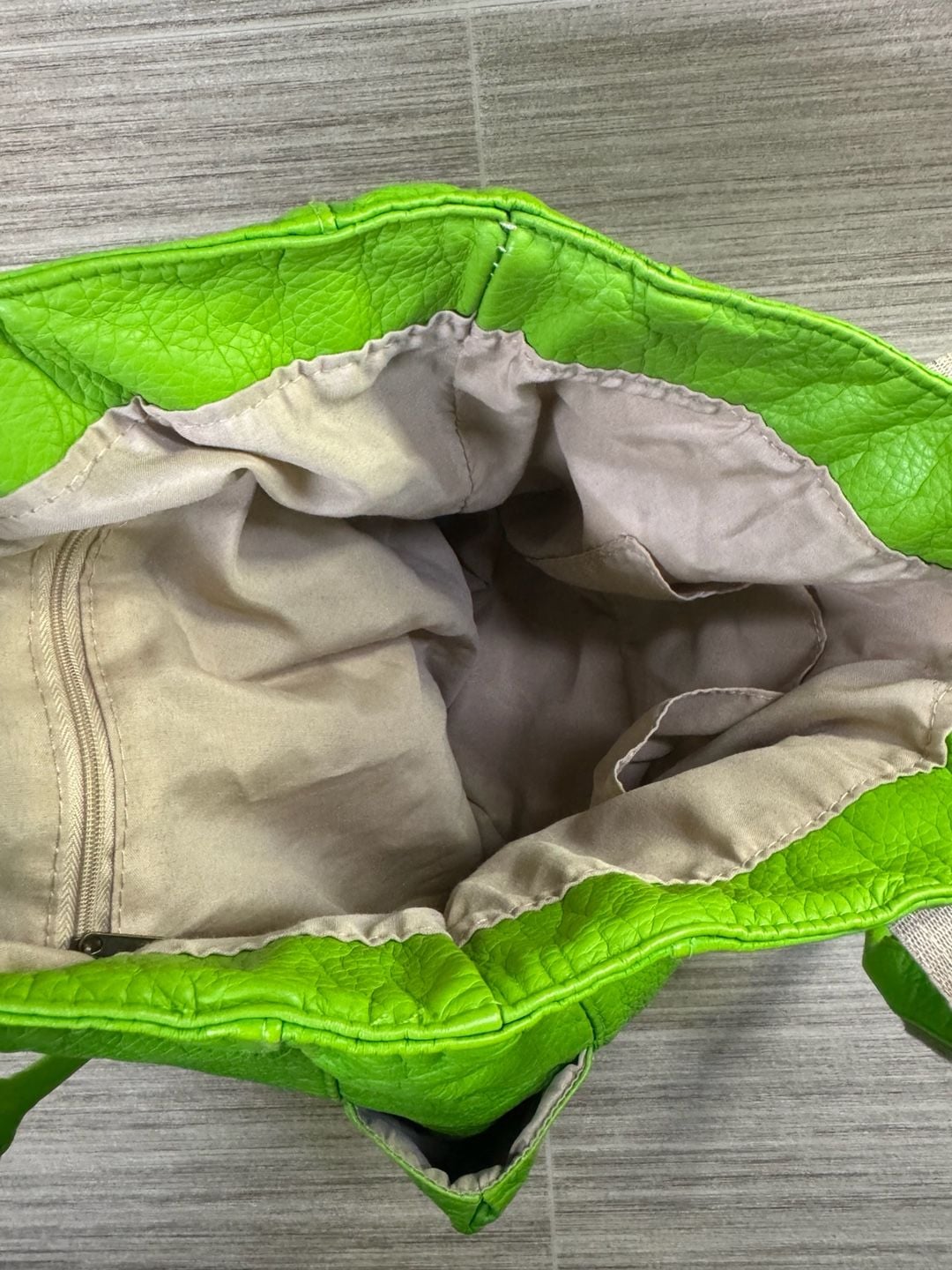Unbranded Faux Leather Green Tote Bag With Front Pockets Y2K 4