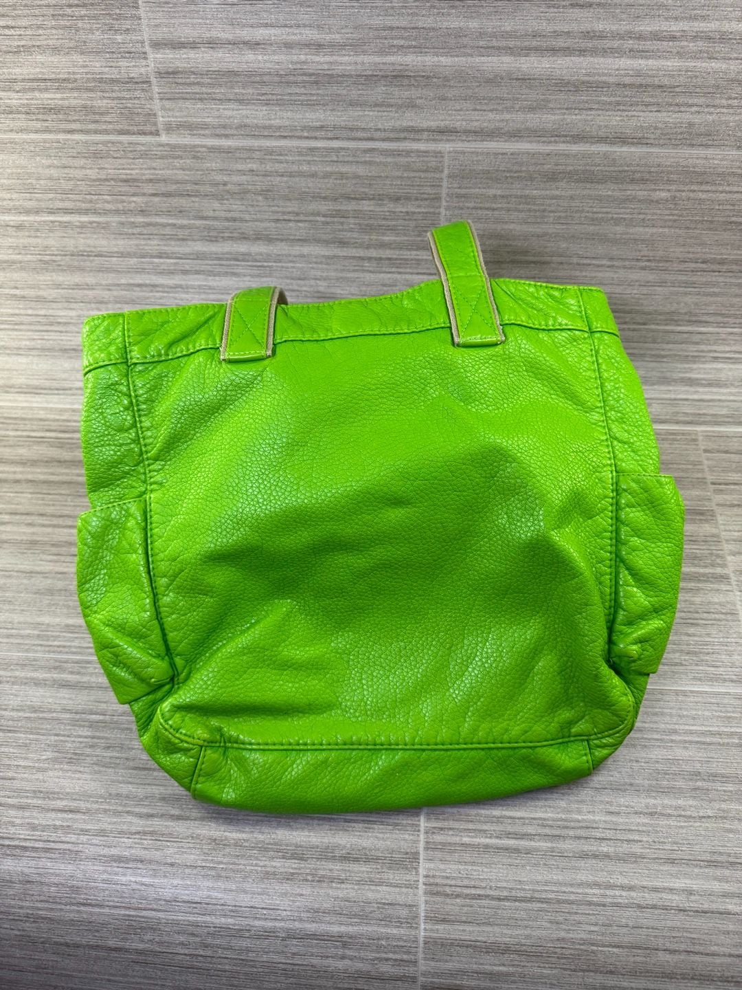 Unbranded Faux Leather Green Tote Bag With Front Pockets Y2K 5