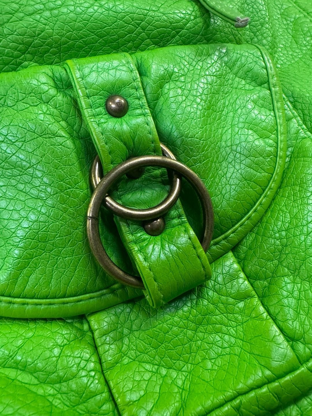 Unbranded Faux Leather Green Tote Bag With Front Pockets Y2K 7
