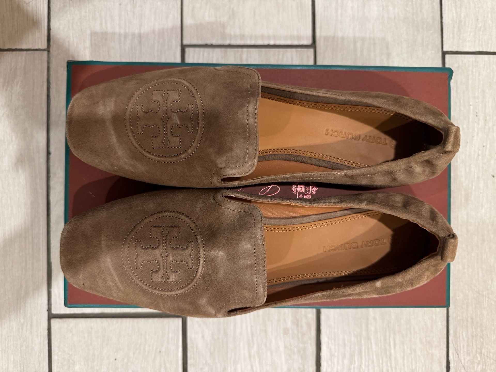 Tory Burch Leigh Suede Loafer Size 11 Brown Flats 2