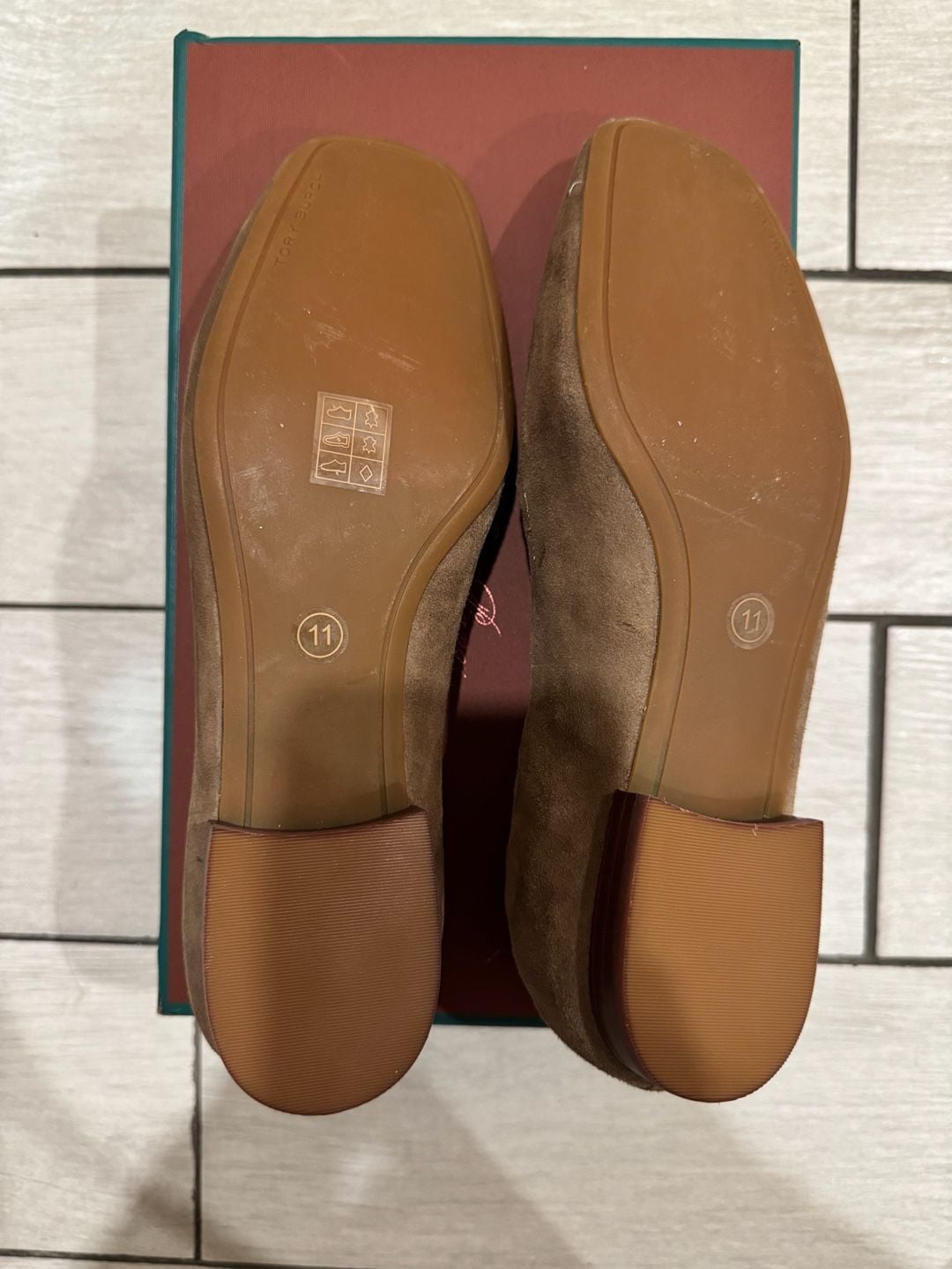 Tory Burch Leigh Suede Loafer Size 11 Brown Flats 4