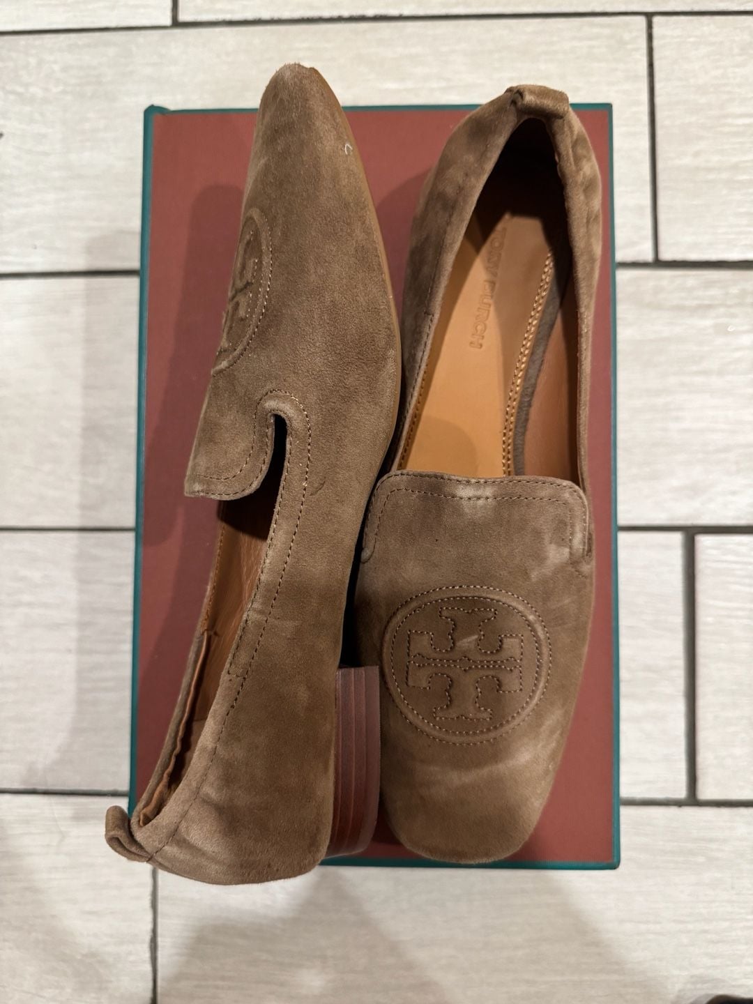Tory Burch Leigh Suede Loafer Size 11 Brown Flats 5