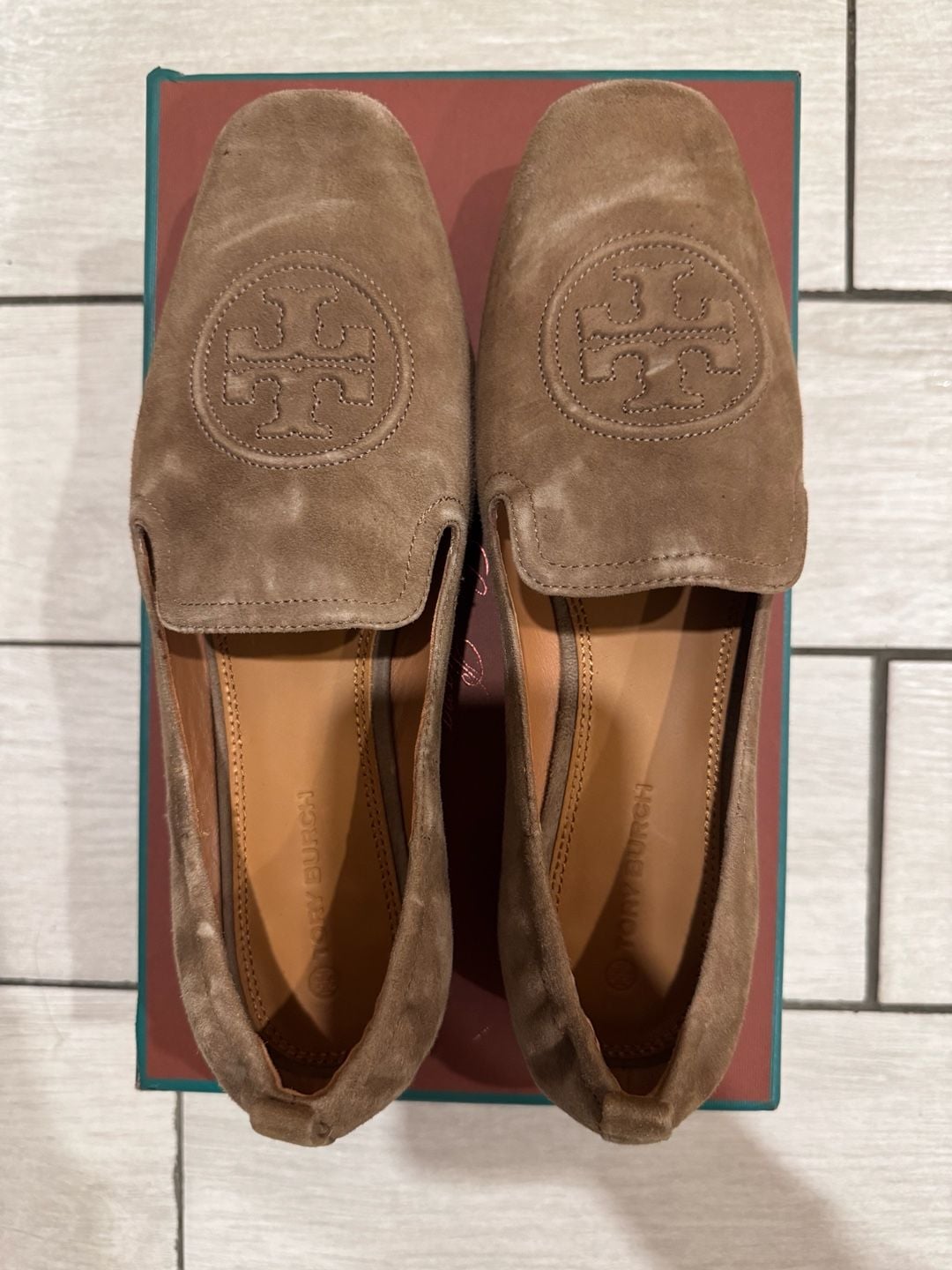 Tory Burch Leigh Suede Loafer Size 11 Brown Flats 8