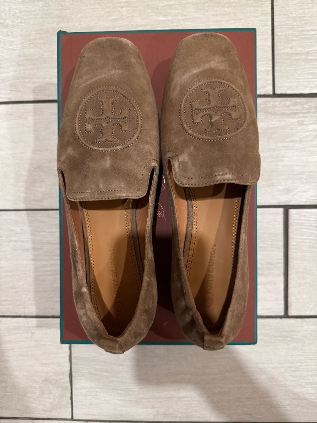 Tory Burch Leigh Suede Loafer Size 11 Brown Flats 9