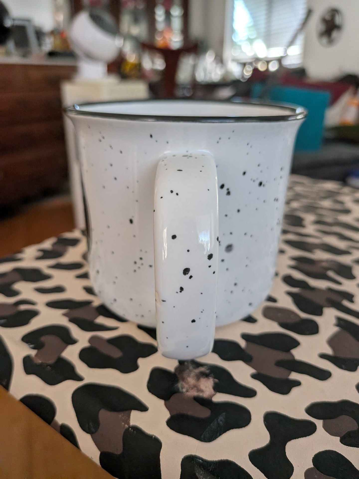 Houston Astros Ceramic Campfire Coffee Mug Black White Speckled 2