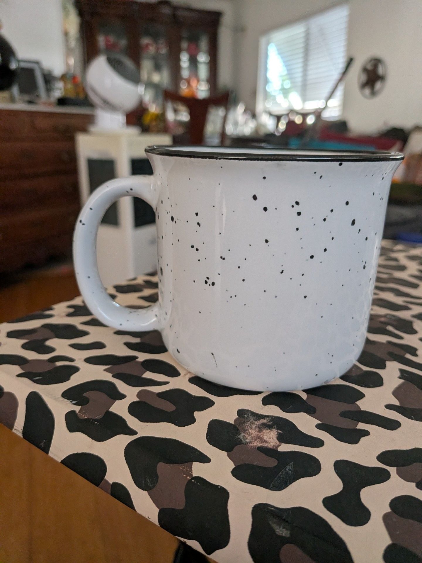 Houston Astros Ceramic Campfire Coffee Mug Black White Speckled 3