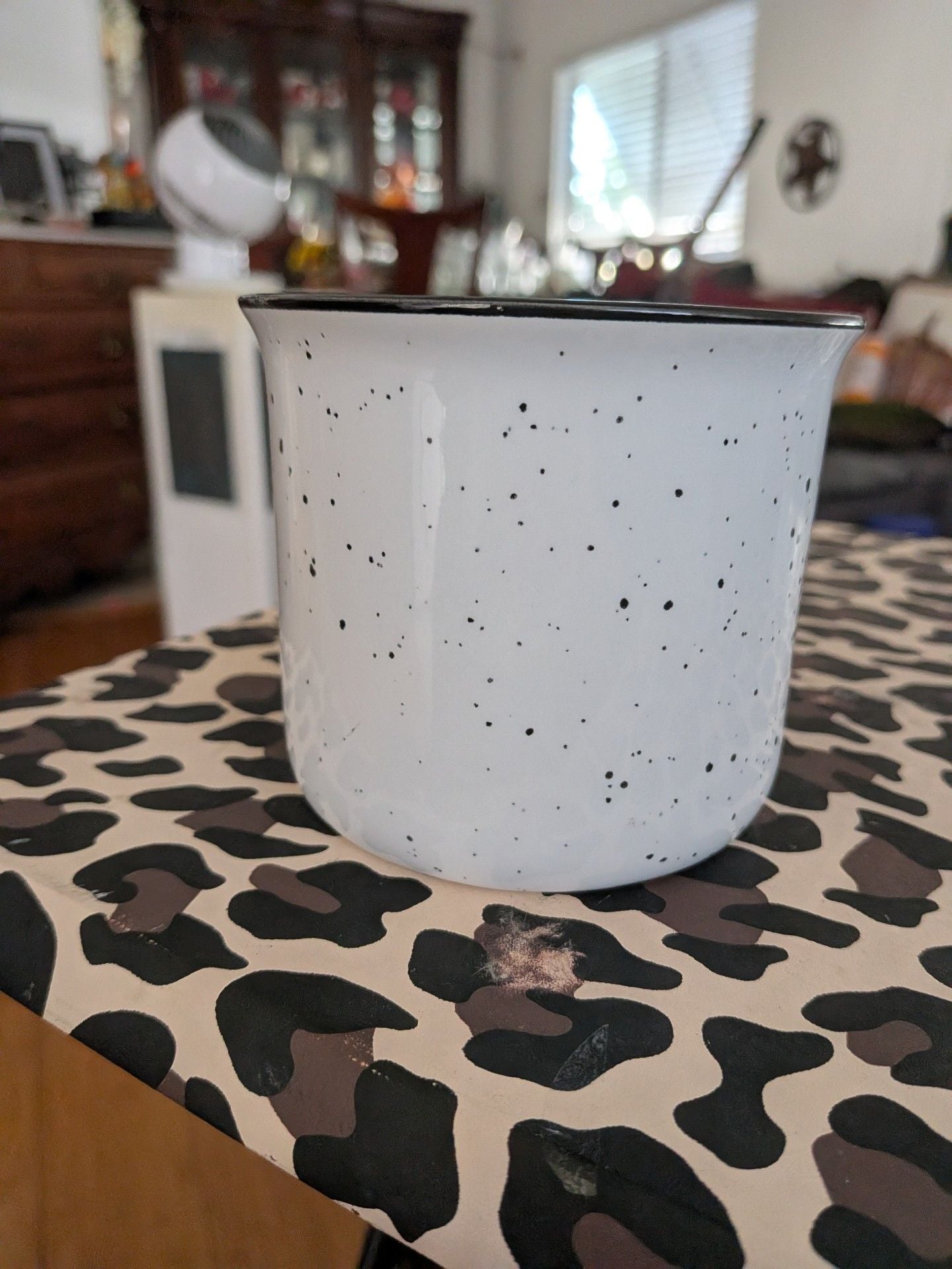 Houston Astros Ceramic Campfire Coffee Mug Black White Speckled 4