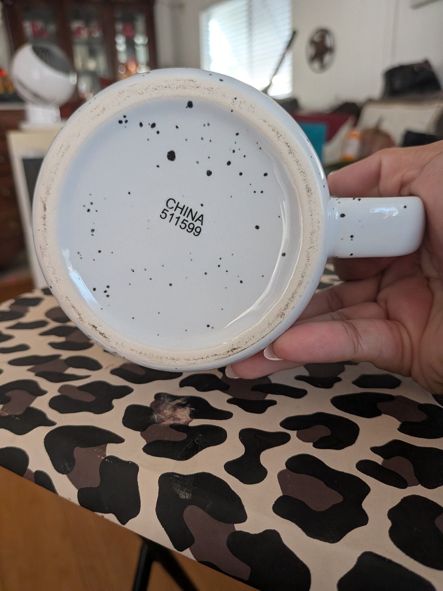Houston Astros Ceramic Campfire Coffee Mug Black White Speckled 6