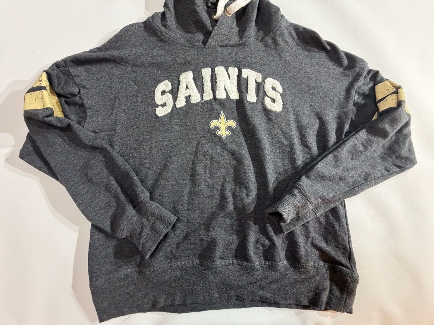 NFL New Orleans Saints Grey Fleece Hoodie Sweatshirt Medium M 7/9 2