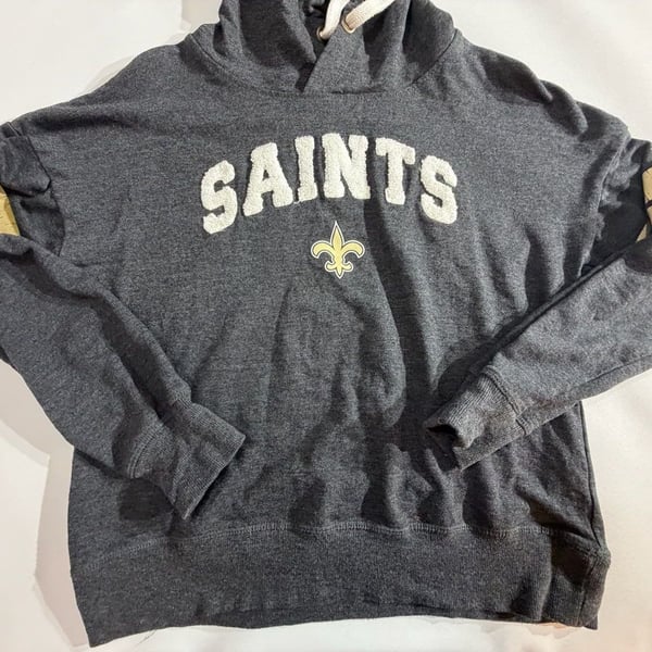 NFL New Orleans Saints Grey Fleece Hoodie Sweatshirt Medium M 7/9