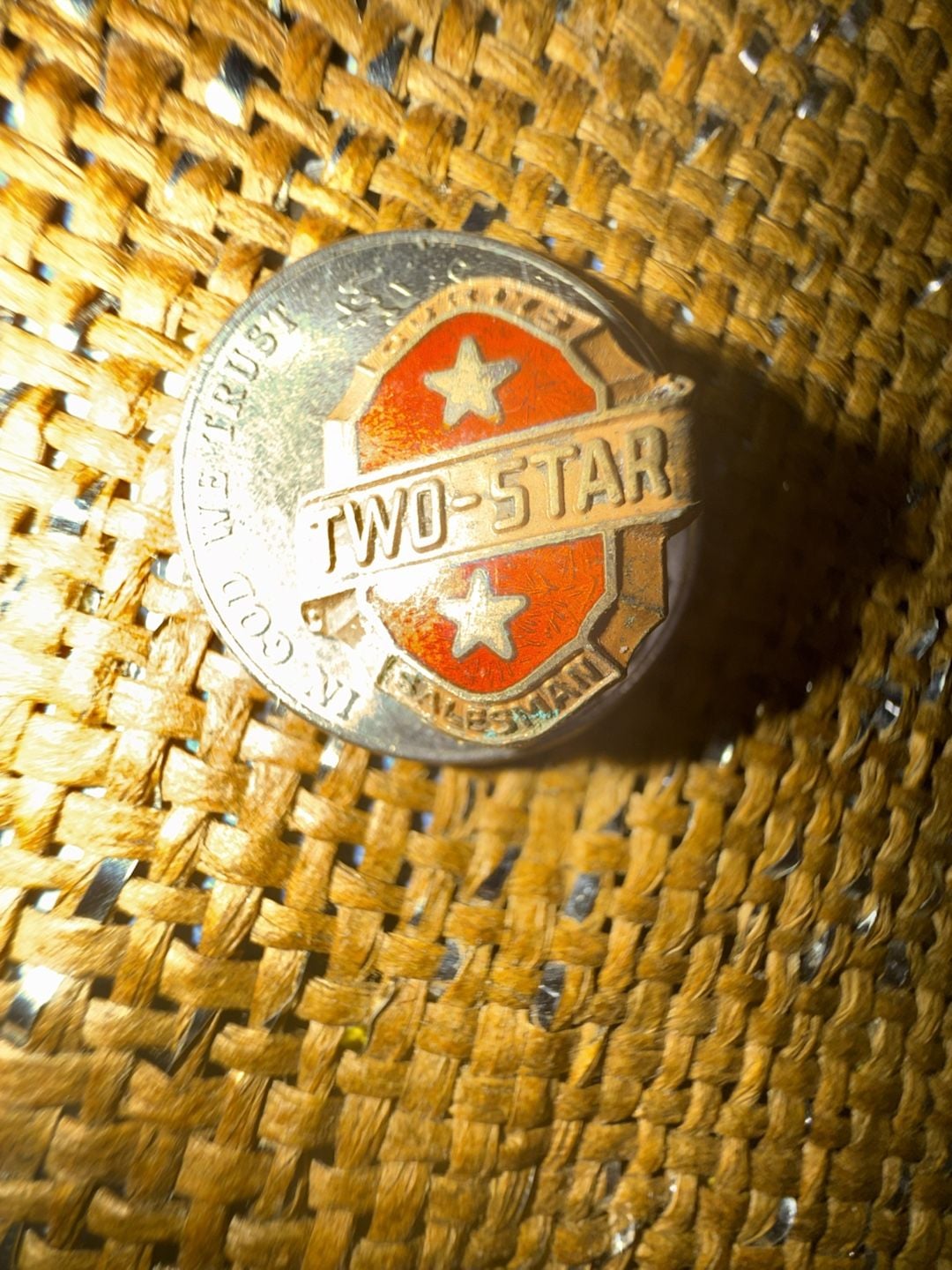 B.B. Co. Vintage Two Star Salesman Award Pin Sterling Silver Red Enamel 3