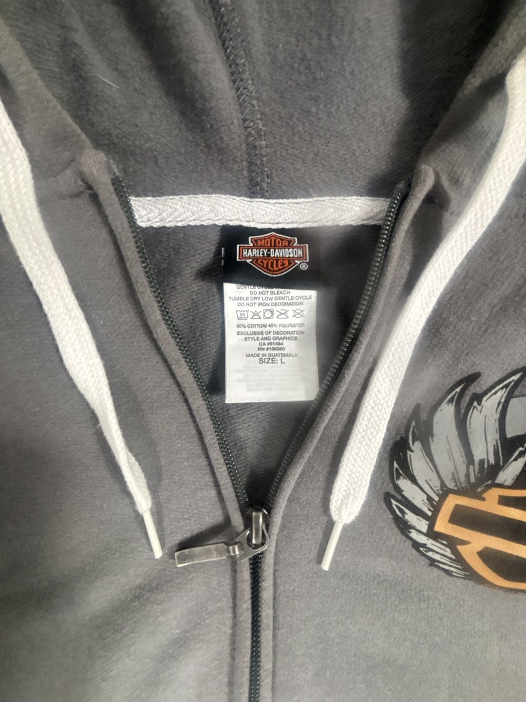 Harley-Davidson Road Runner 115 Years Full-Zip Hoodie Size L Gray 3