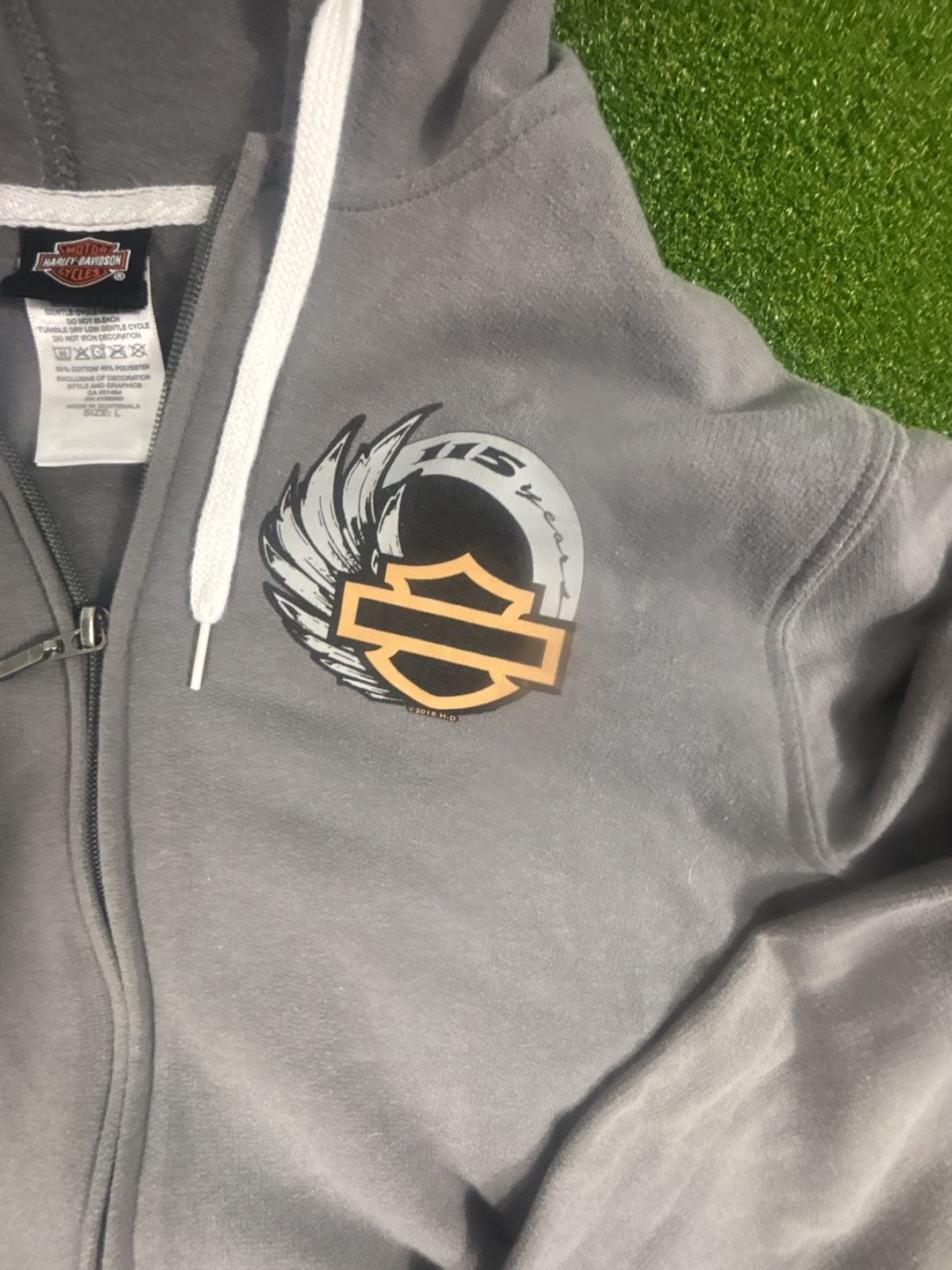 Harley-Davidson Road Runner 115 Years Full-Zip Hoodie Size L Gray 4