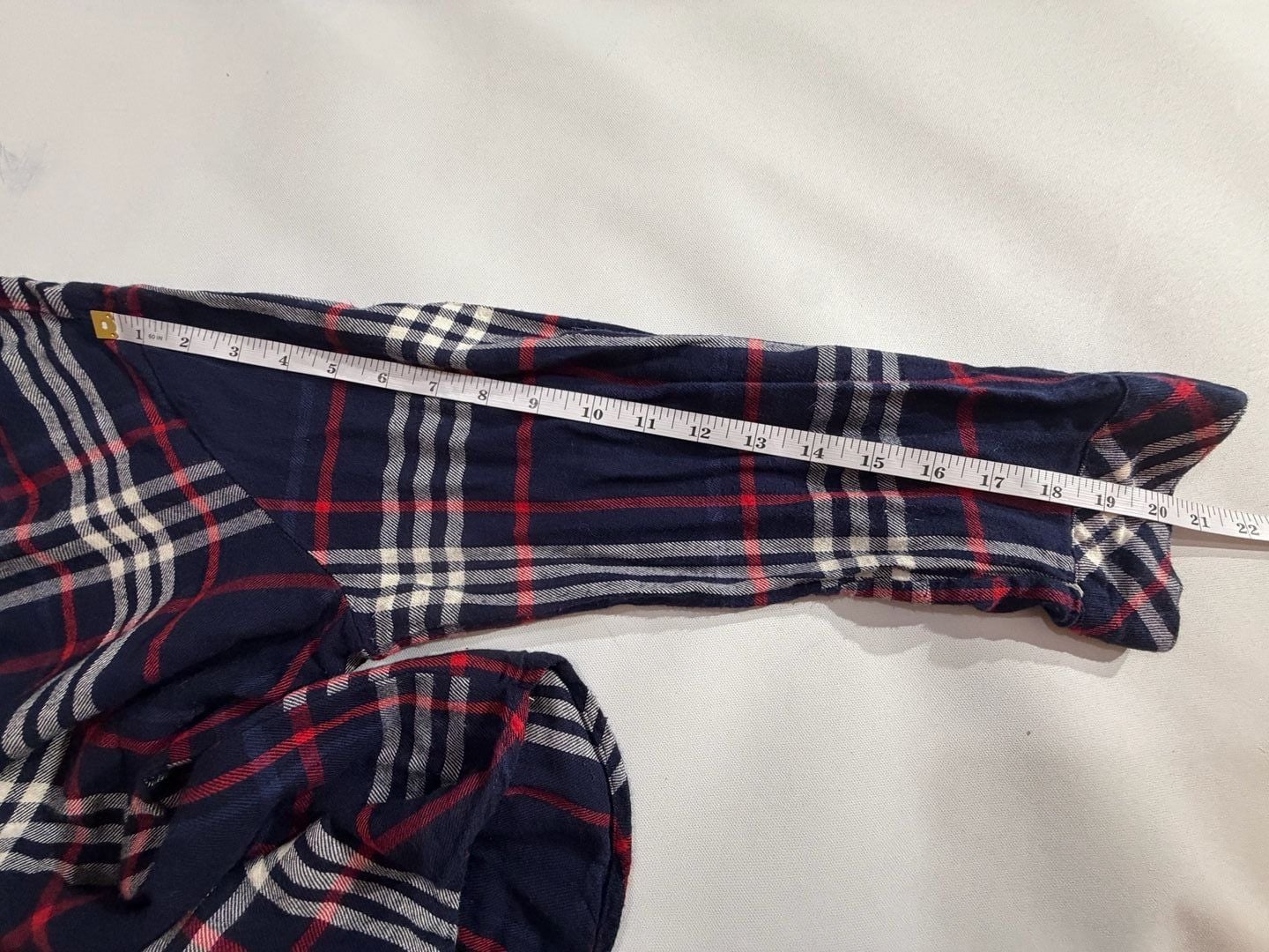 Hester & Orchard Navy Blue Plaid Flannel Shirt Large L 5