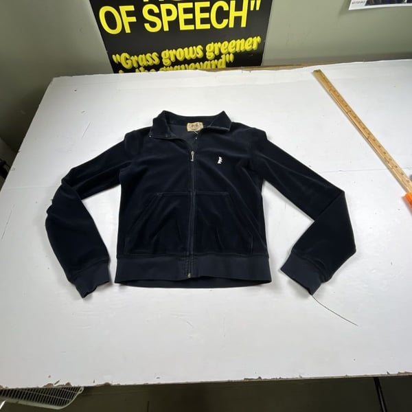 Juicy Couture Full-Zip Velour Track Jacket Size M Black